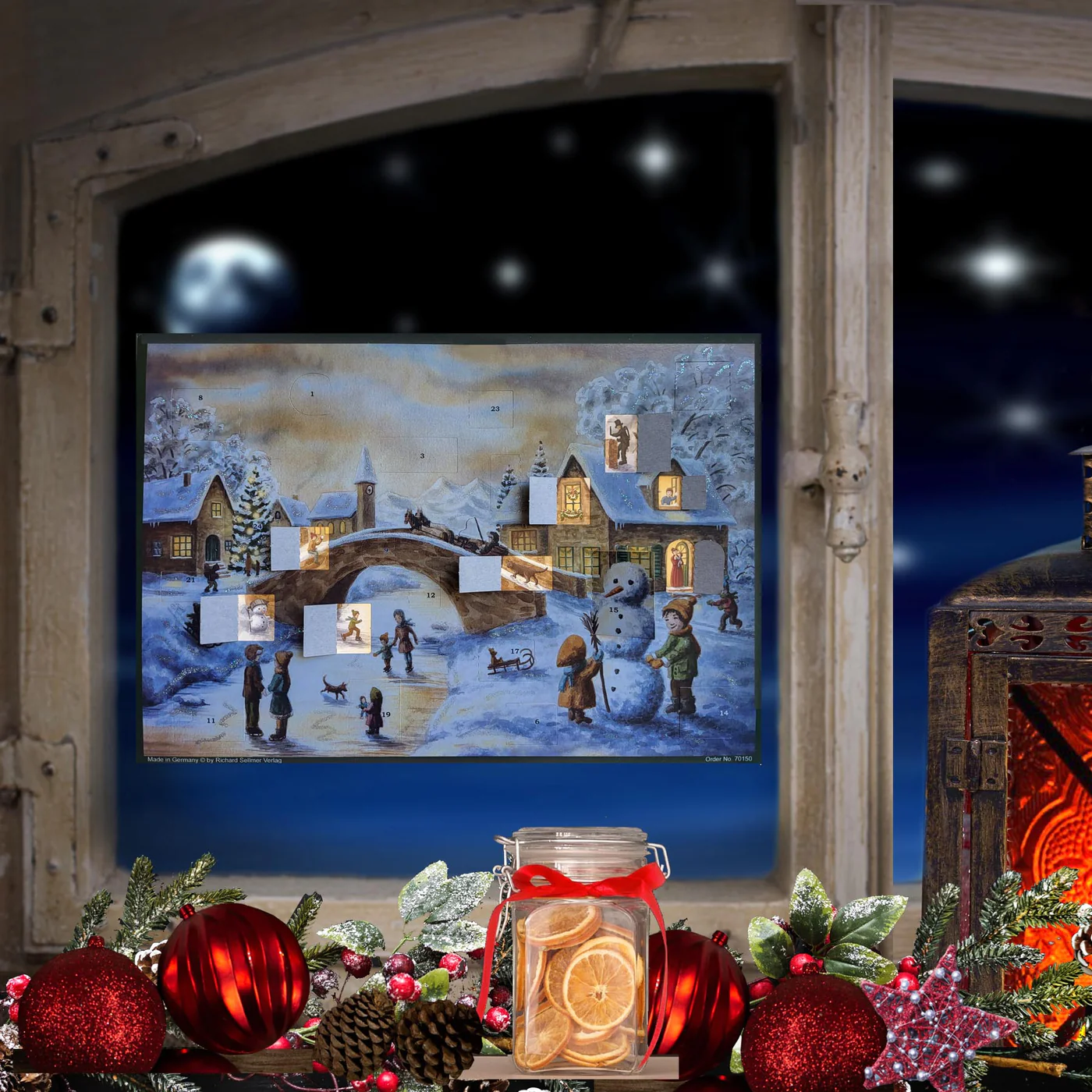 German Advent Calendar A3 White Christmas - Bridge - 3