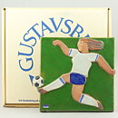 リサラーソン  サッカー選手の陶板  Damfotboll   (22cm)  1979年〈箱付き〉