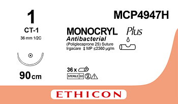 Monocryl plus suture 1, CT-1 90 cm undyed