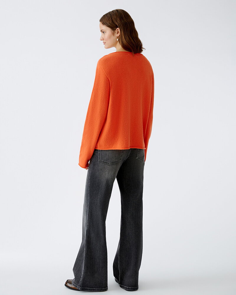 Jumper ullblandning ficka fram orange-röd