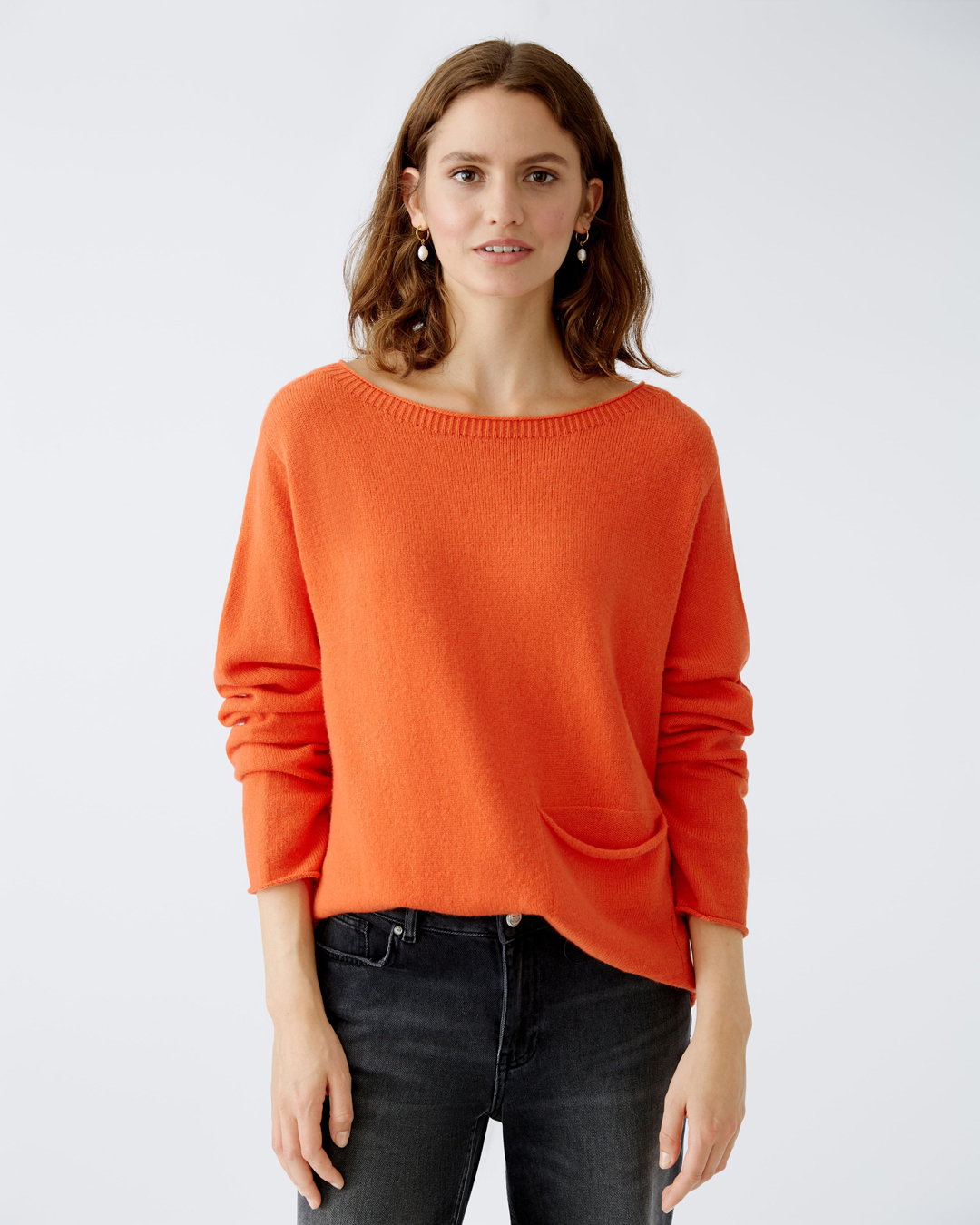 Jumper ullblandning ficka fram orange-röd - 3