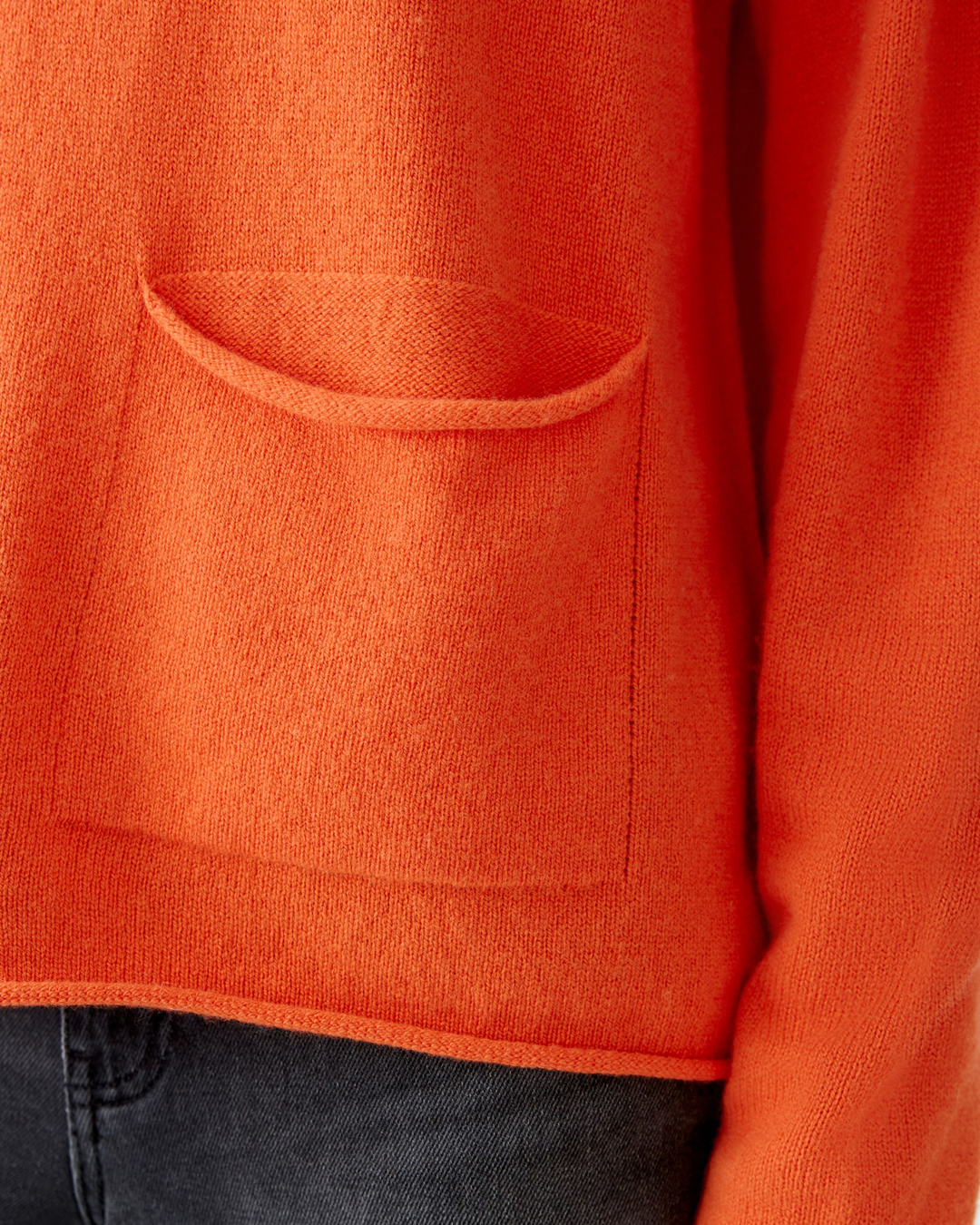Jumper ullblandning ficka fram orange-röd - 5