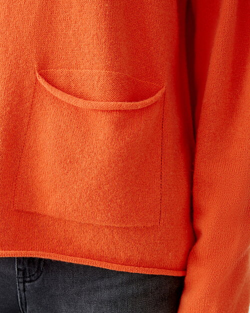 Jumper ullblandning ficka fram orange-röd - 5