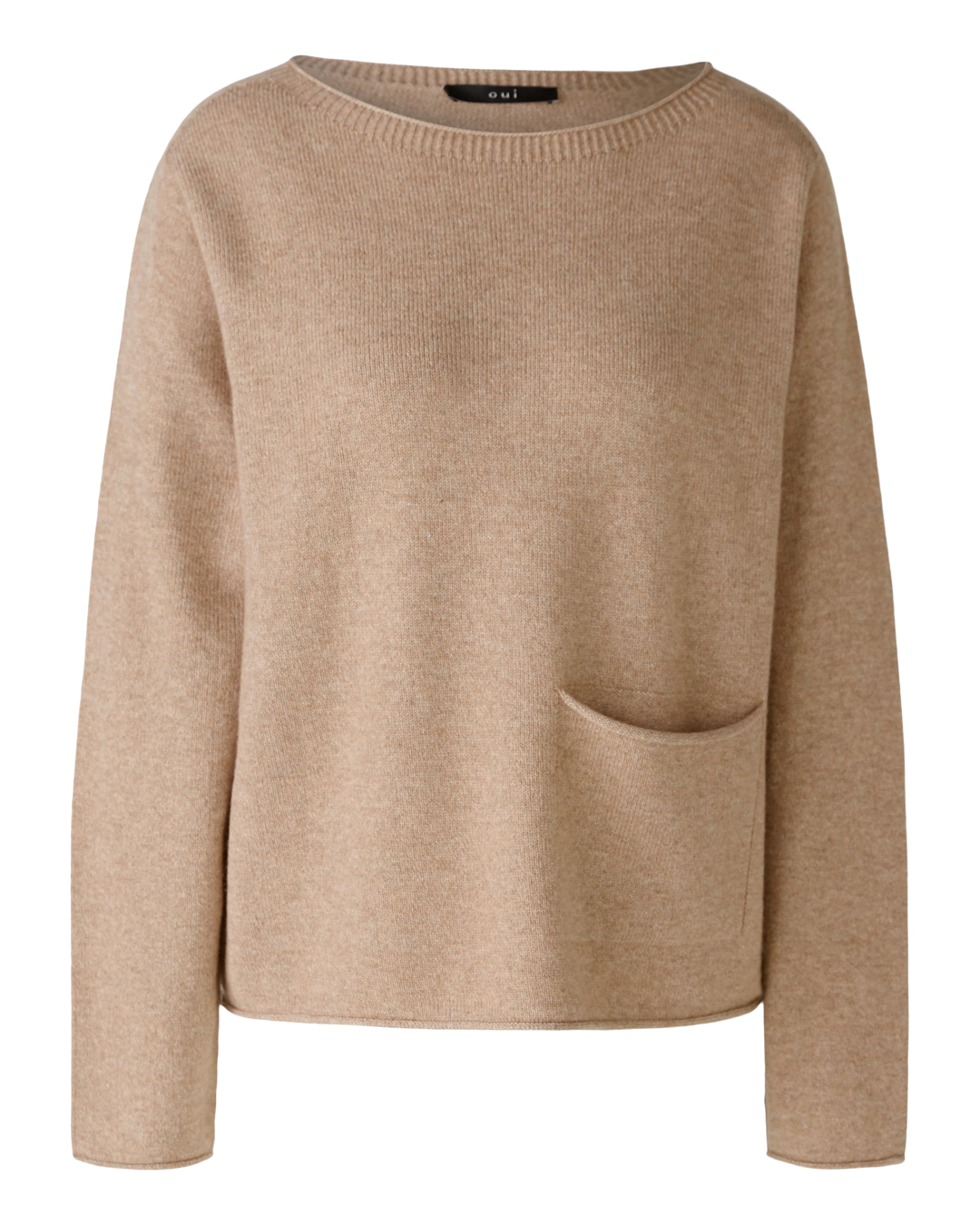 Jumper ullblandning ficka fram beige - 4