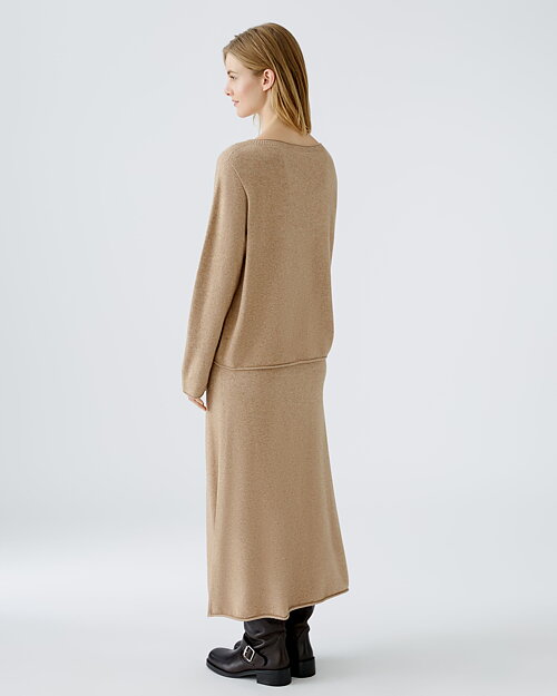 Jumper ullblandning ficka fram beige - 2