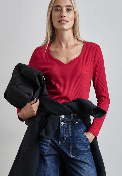LTD QR Heart Shape Rib - Autumn Red - Street One - 6