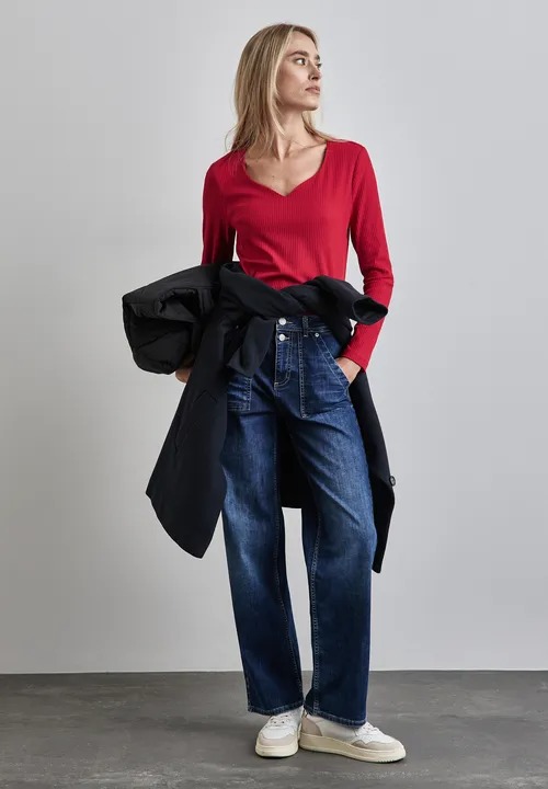 LTD QR Heart Shape Rib - Autumn Red - Street One - 3