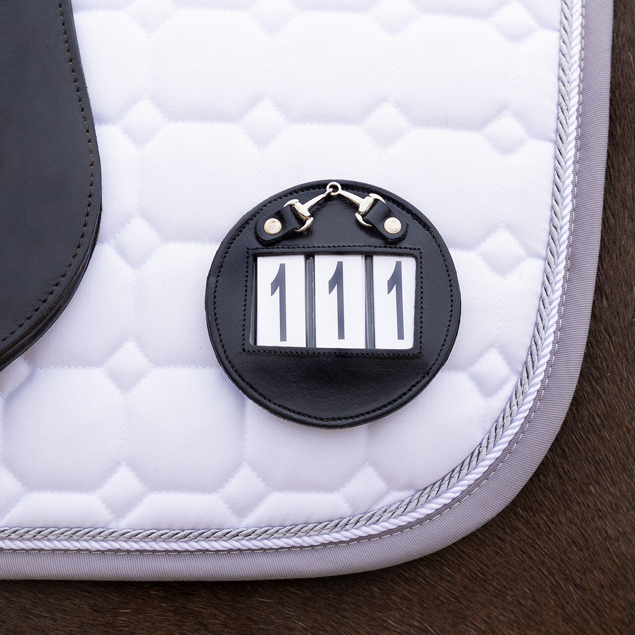 QHP Ricki Number Holders 2-pack - Black/Silver- Leather 