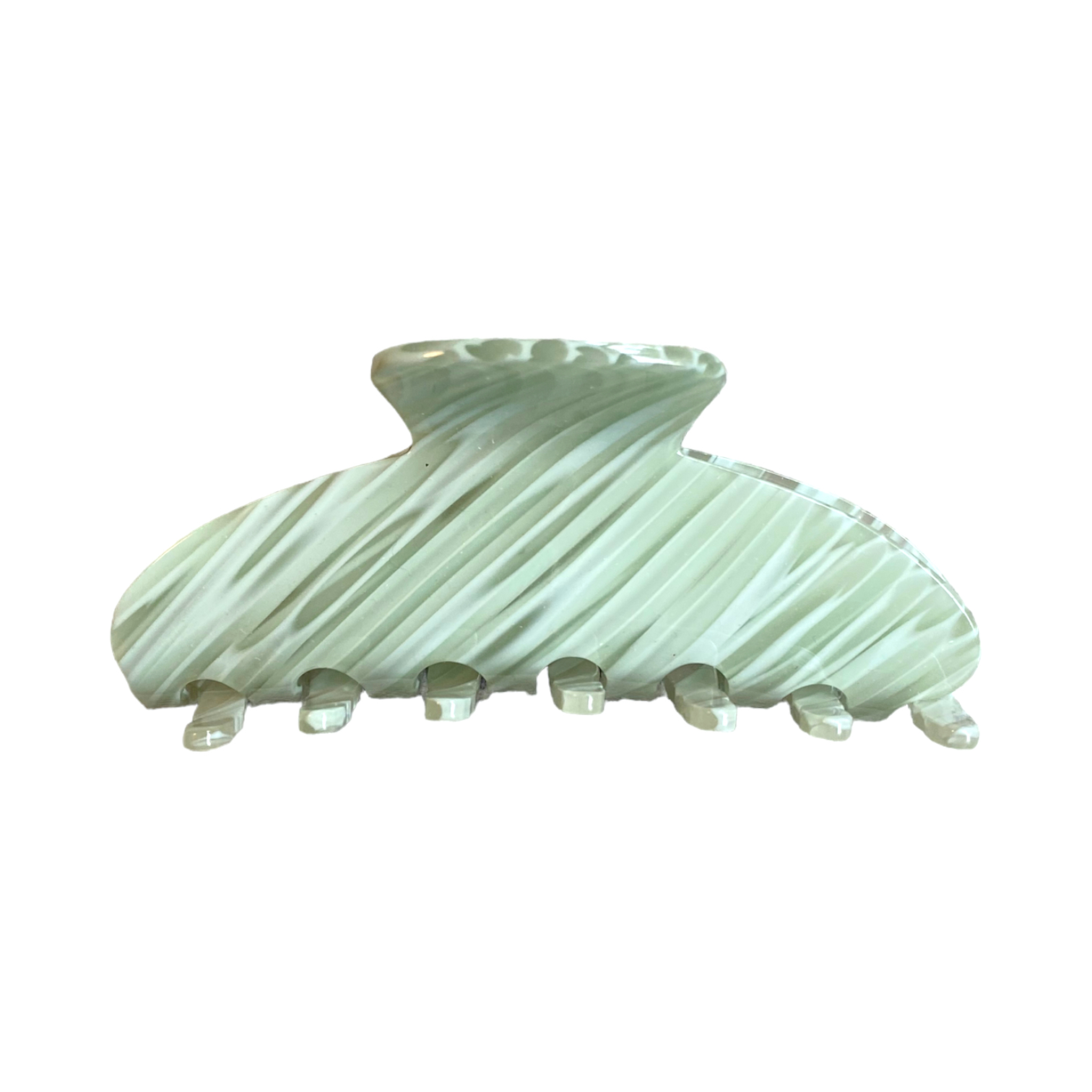 Hair claw RETRO CARAMEL green pastel 10 cm, Eco-Friendly