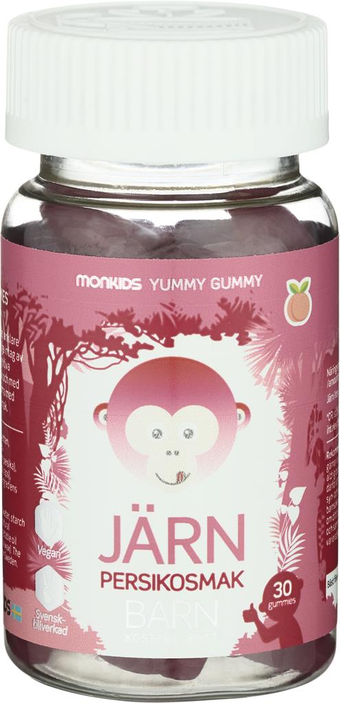 Monkids Järn Barn Persika 30 tuggtabletter