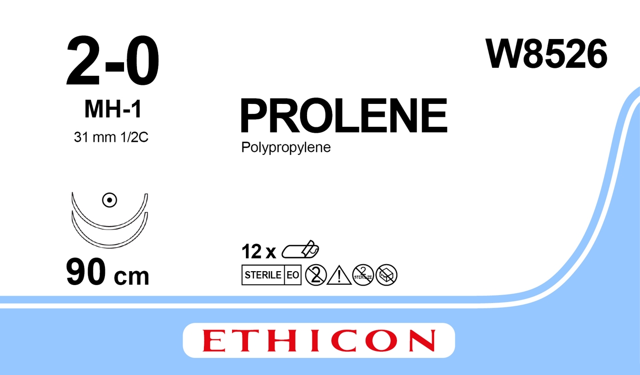 Prolene sutur 2-0, W8526, 2XMH-1 needle, 90 cm blue