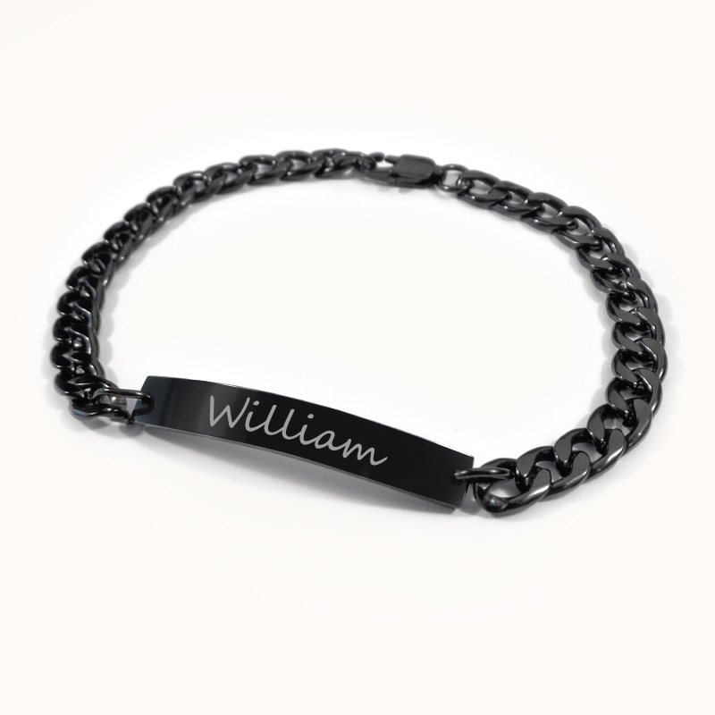 Black Figaro personligt armbånd med indgravering - Rustfrit stål