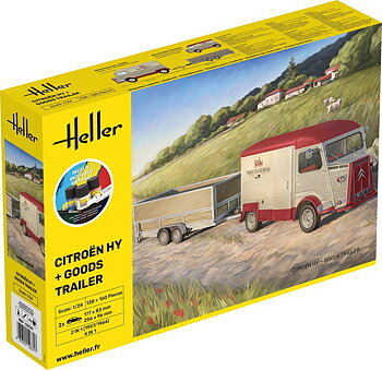 1//24 Citroen HY + Goods Trailer Set COMPLETE w.  Glue, Paint,Brush