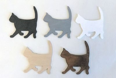Wooden magnet - Cat, black - 2