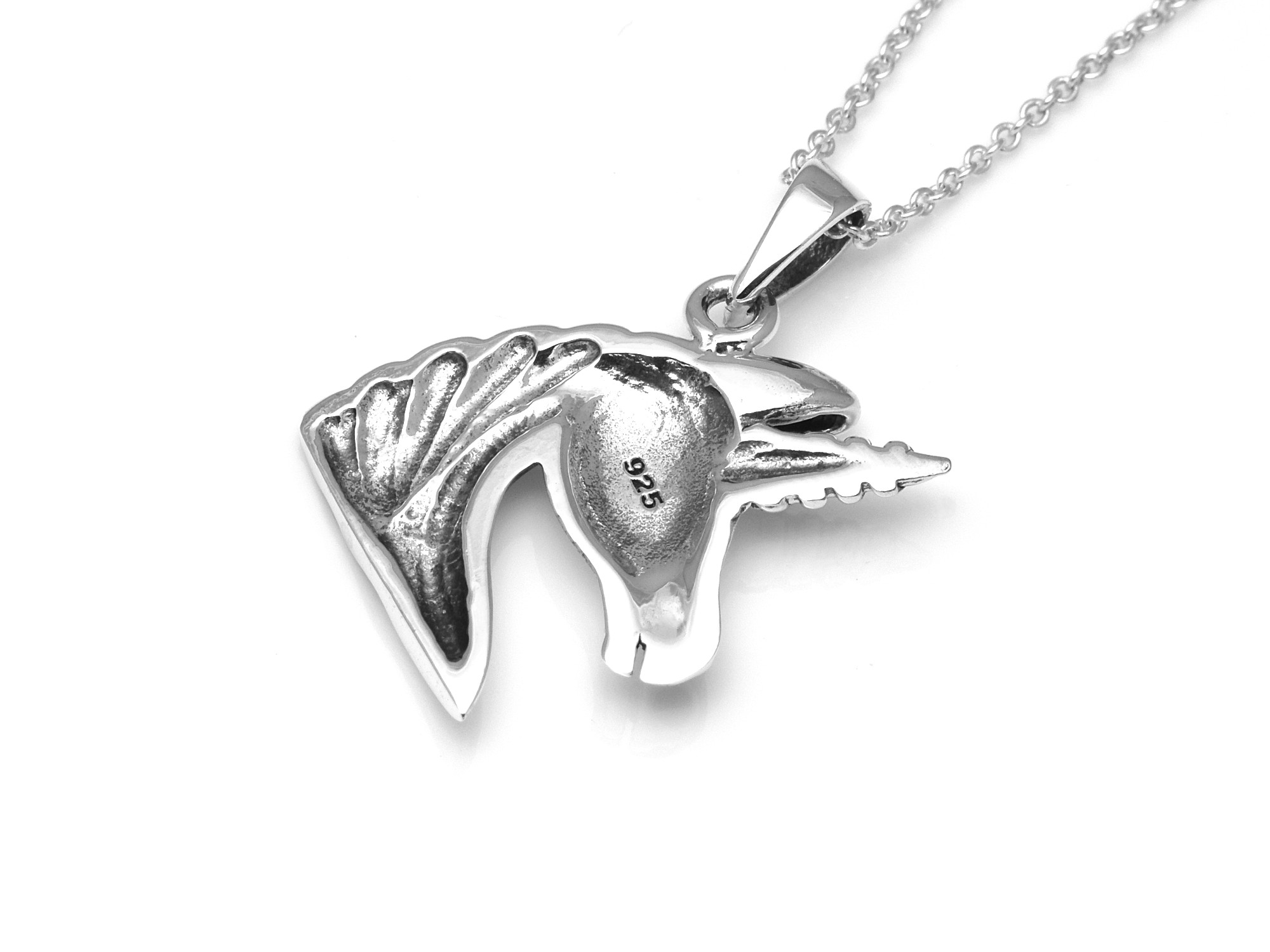 Enhörning Halsband i Äkta 925 Silver, Sagohäst Hänge, Mytologi Accessoar, Fantasy Smycke - 3