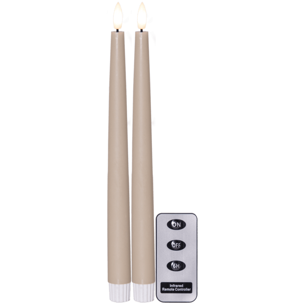 LED Antikljus Beige 2-pack Flamme Slim