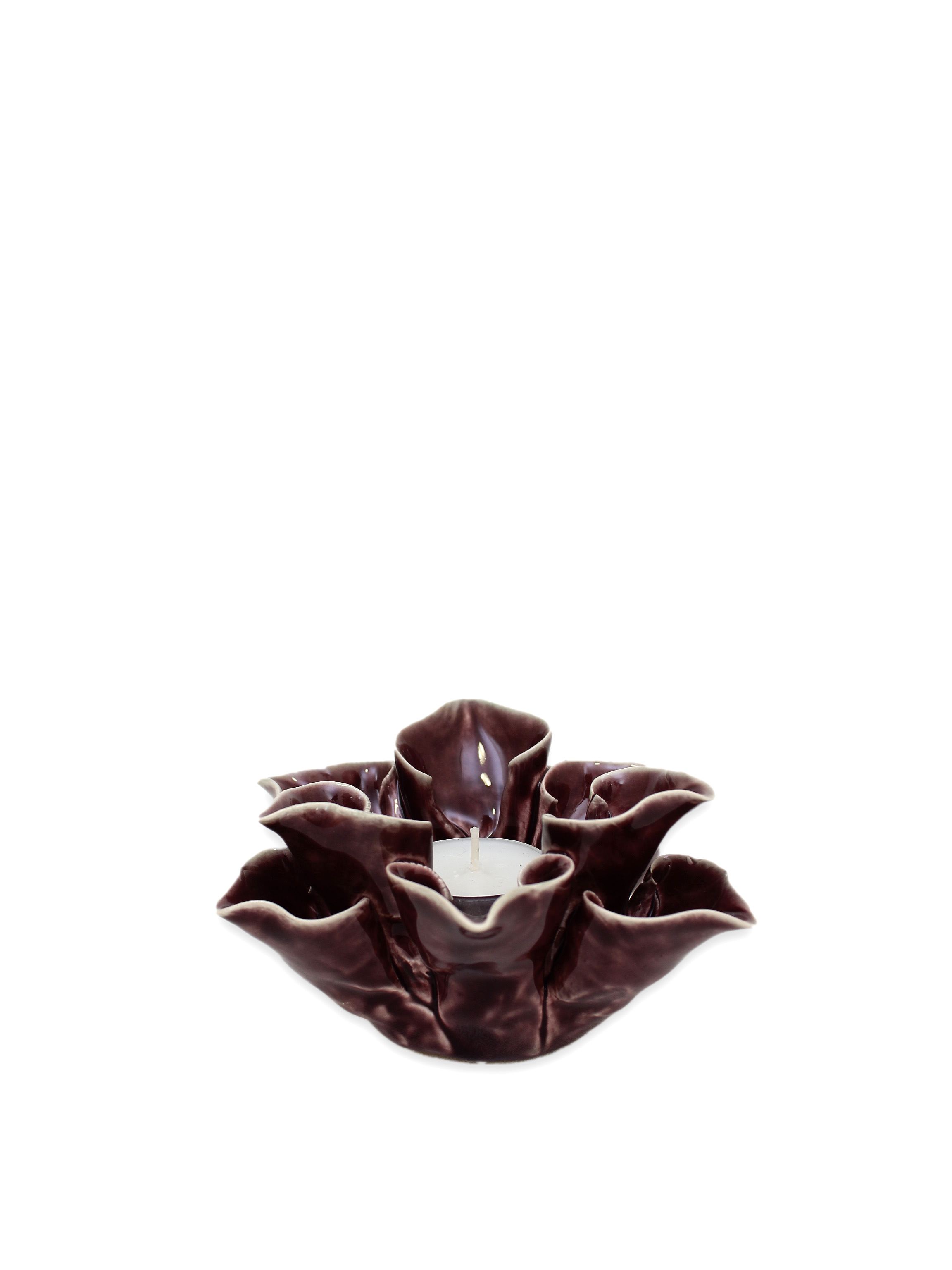 Lantern - Candle holder - Flower - Aubergine - Ø13 x 7 cm - 6