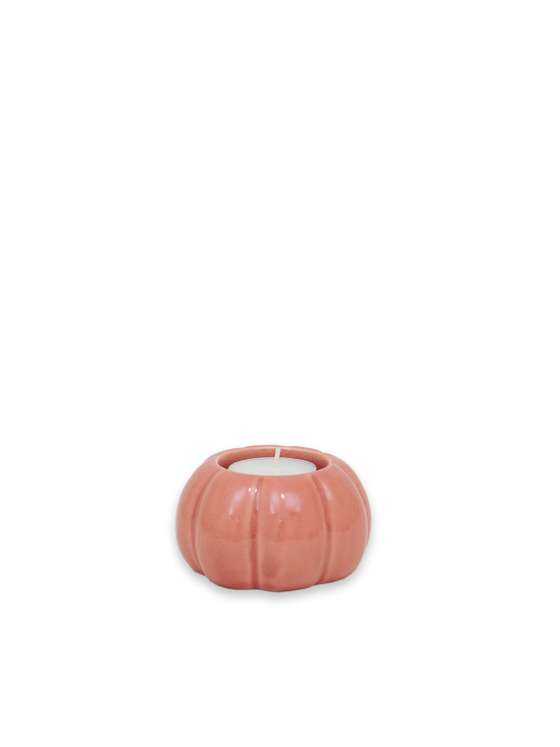 Ljuslykta - Ljusstake - Pumpa - Brique - Ø8,5 x 4,5 cm - 2
