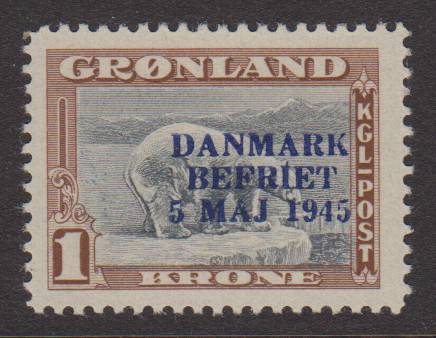 GL F 25v2, "DANMARK BEFRIET" 1 kr variant **