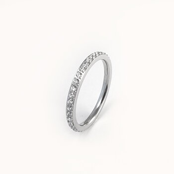Forlovelsesring i 316 stål og sirkoner - 2 mm bred