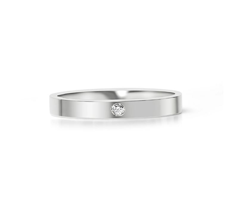 Slípuð hringur úr 316 stáli með fallegum zirkon - 3 mm breiður - 2