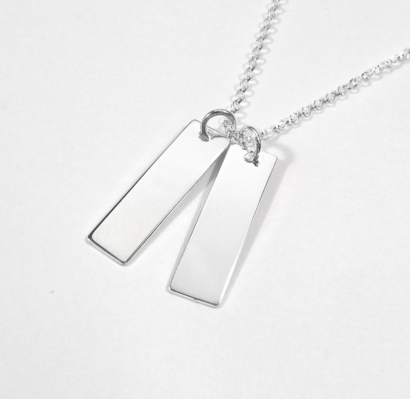 To Dogtags , Halskjede med gravering - Sølv - 2