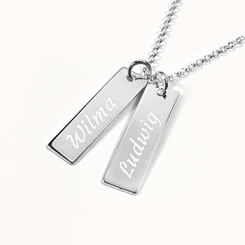 To Dogtags , Halskjede med gravering - Sølv