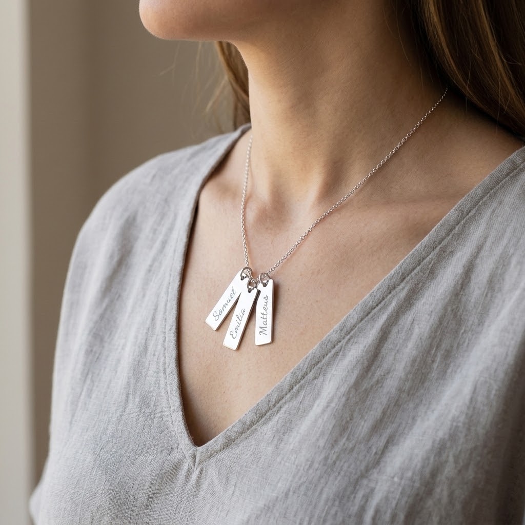 Tre Dogtags , Halsband med gravyr - Silver - 3