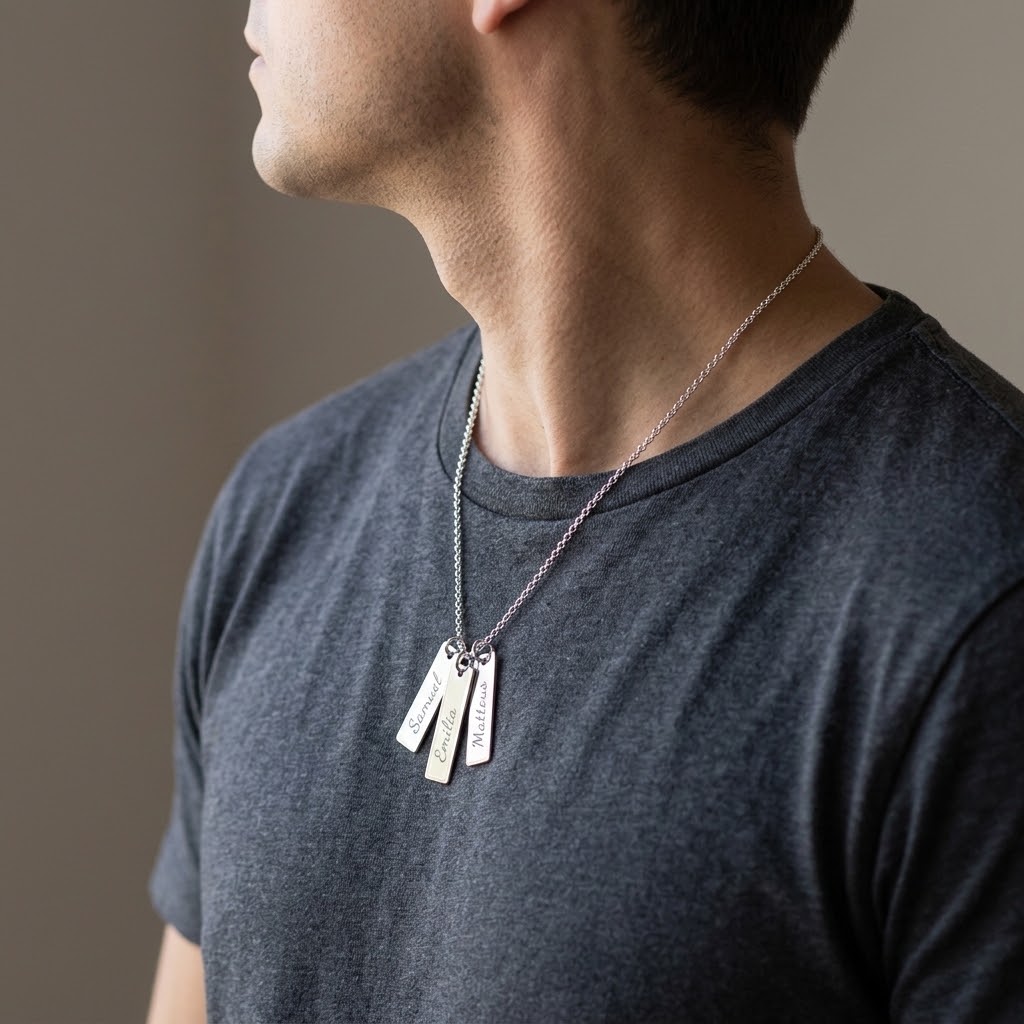 Tre Dogtags , Halsband med gravyr - Silver - 4