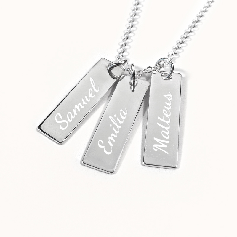 Kolme Dogtags , kaulakoru kaiverruksella - Hopea