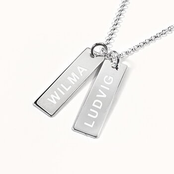 To Dogtags , Halskjede med gravering - Sølv