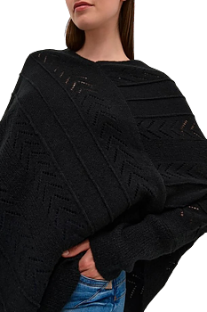 CRHOLIDAY KNIT PONCH - BLACK