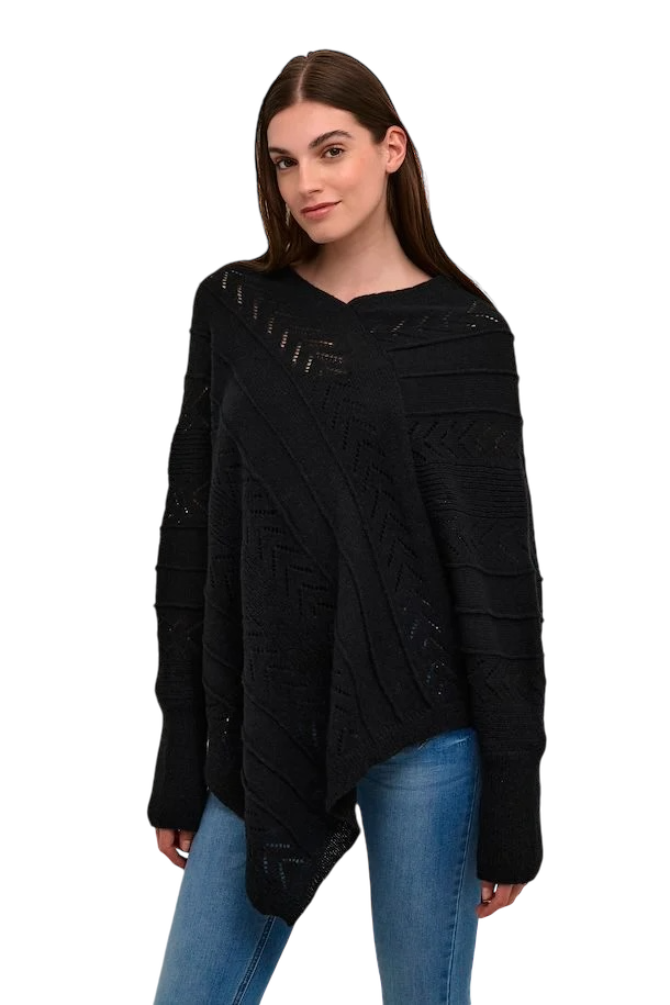 CRHOLIDAY KNIT PONCH - BLACK