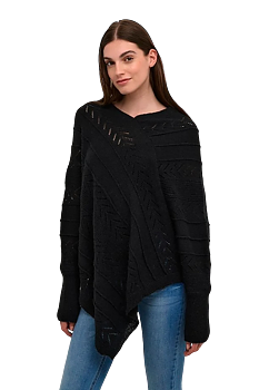 CRHOLIDAY KNIT PONCH - BLACK