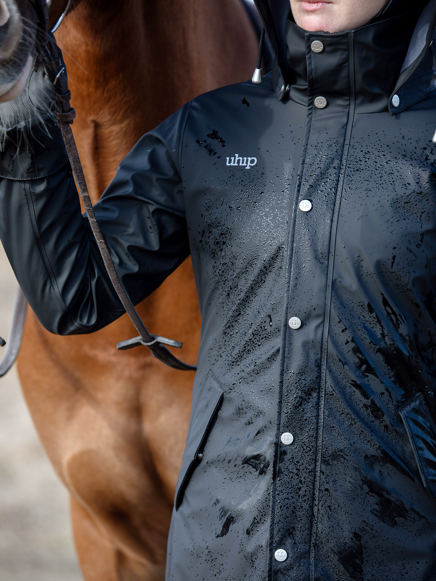 Hkm Reitmantel Mit Heizung Uhip Winnie Mid Regenmantel Jet Black