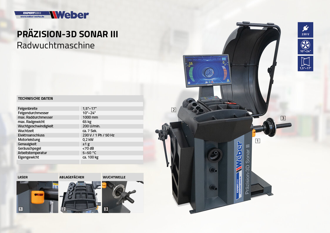 Balanseringsmaskin Weber Expert Serie Präzision-3D Sonar III - 6