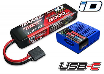 Traxxas 2985-3S Laddare USB-C och 3S 11,1v 5000mAh LiPo Batteri Combo
