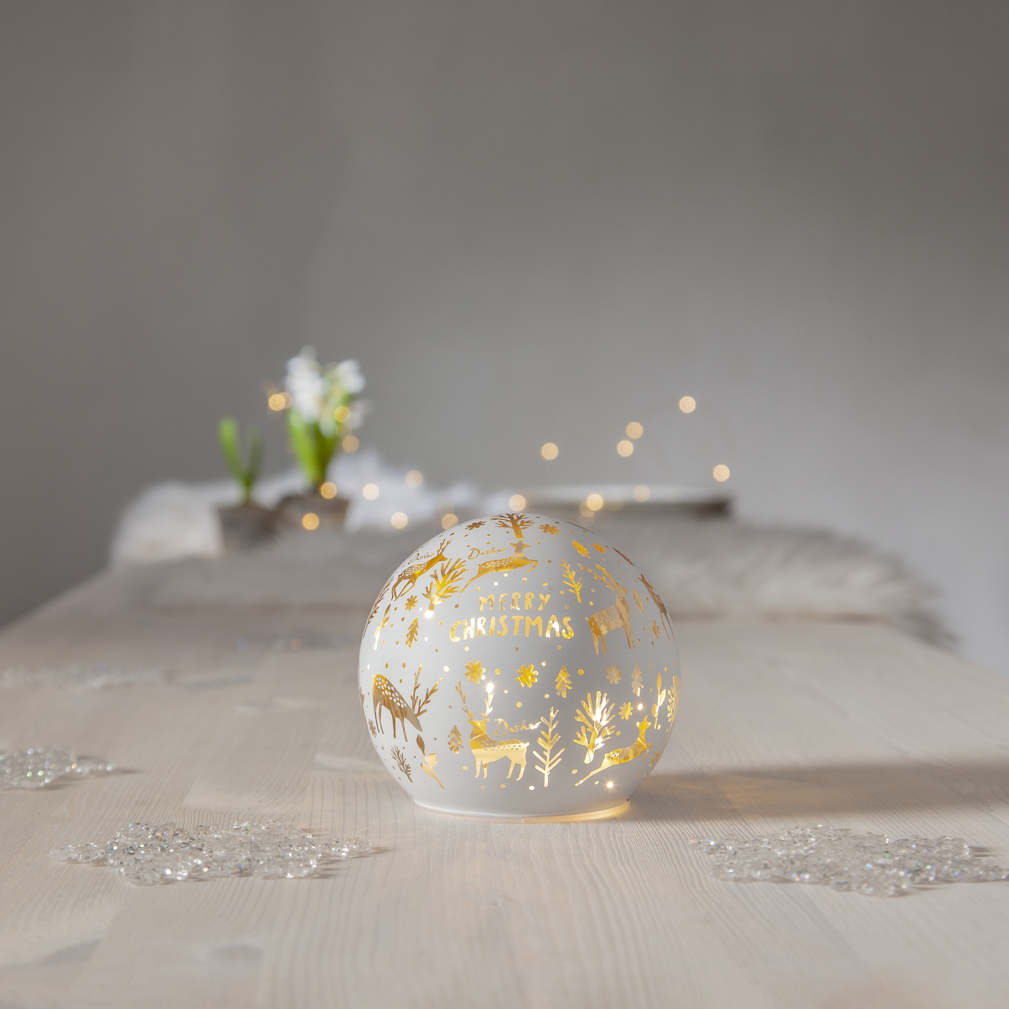 Glaskula med belysning och julmotiv 12 cm - batteri - 3