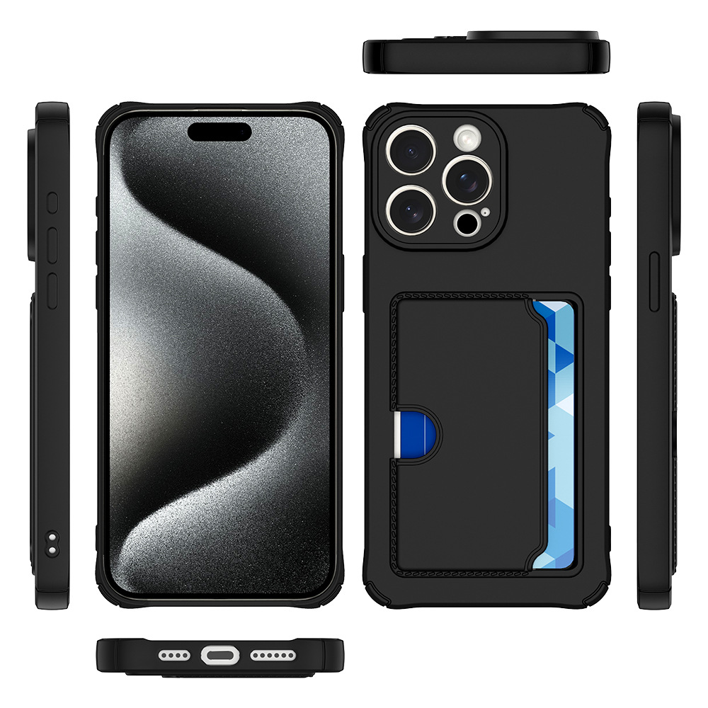 iPhone 15 Pro Case Black with Side Card Holder - 2