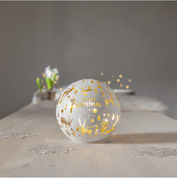 Glaskula med belysning och julmotiv 15 cm - batteri - 3