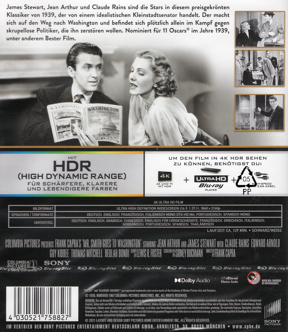 Mr. Smith Goes To Washington (ej svensk text) (4K Ultra HD) - 2