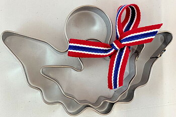 Set pepparkaksmått i rostfritt stål - Bokmärksängel, med band