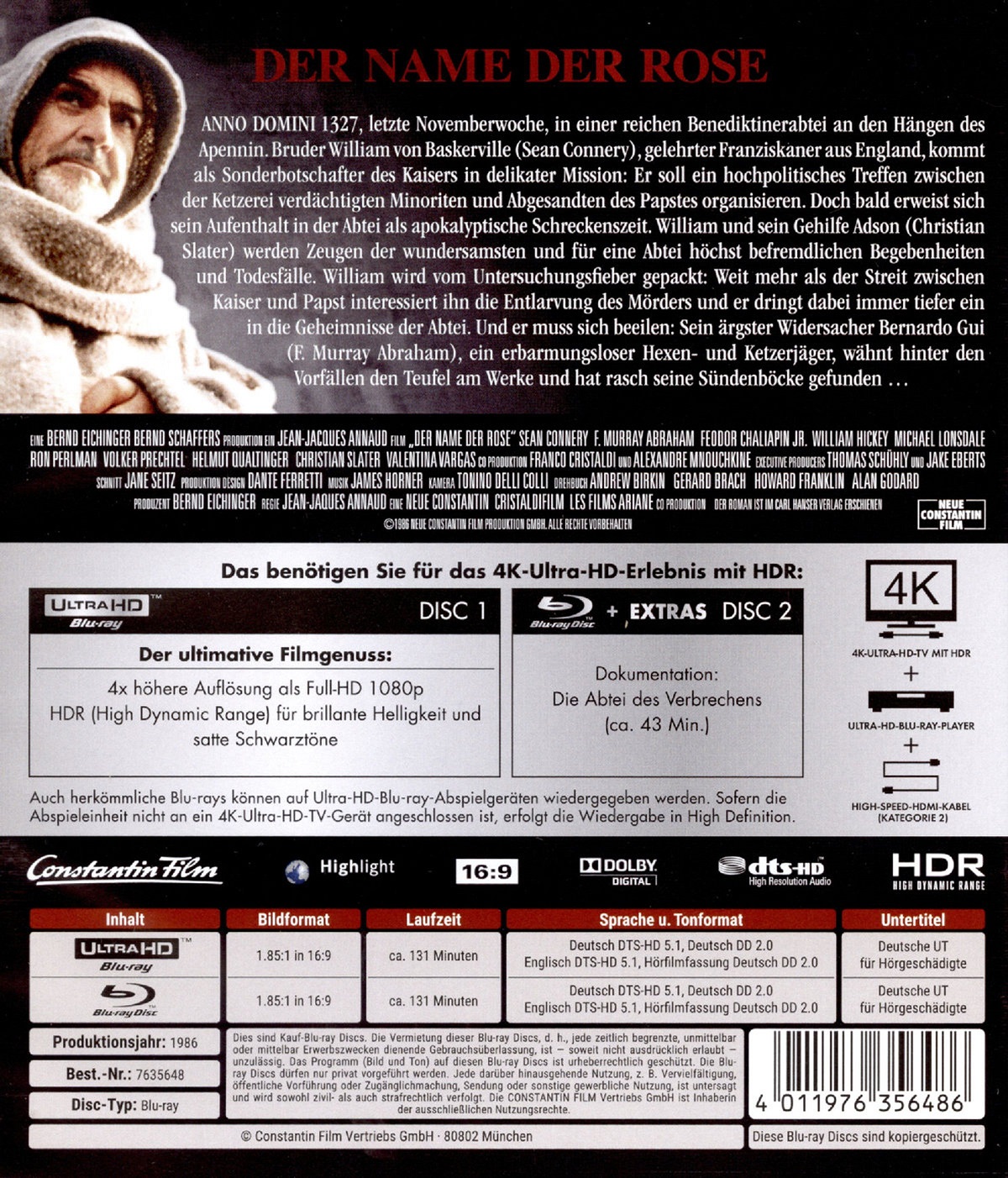 Name of the Rose (ej svensk text) (4K Ultra HD + Blu-ray) - 2
