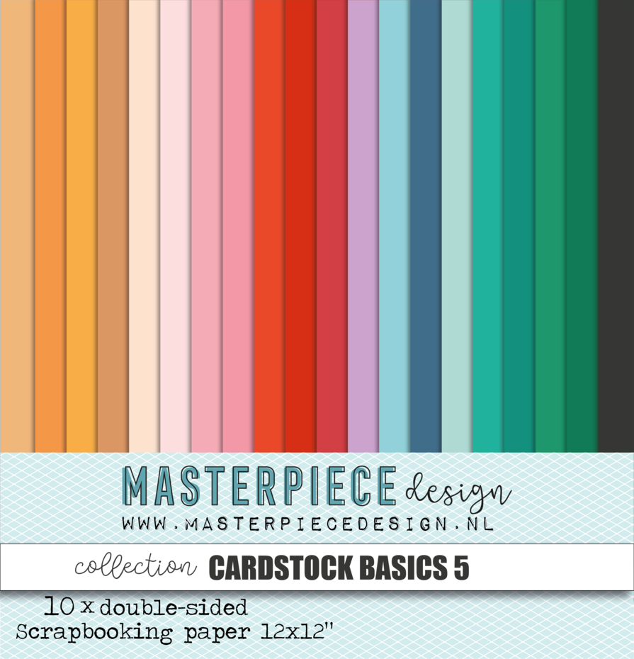 Cardstock Basics #5 12x12" Paper Collection, 10ark, Masterpiece Design