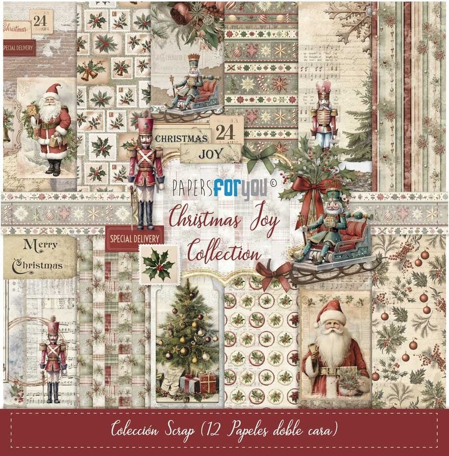 Christmas Joy 12x12" block,  Papers For You