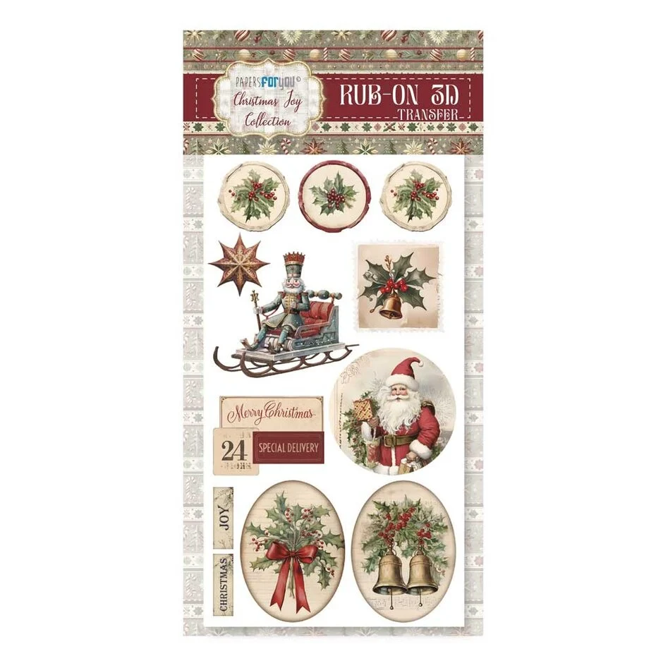 Christmas Joy Rub On 3D Transfers, Papers For You - 2