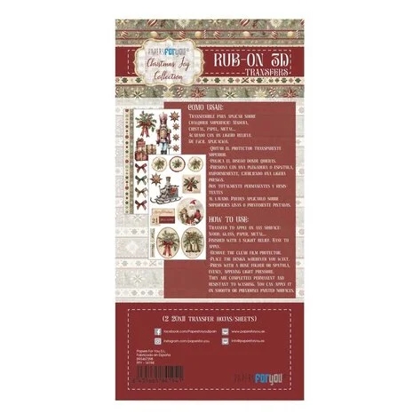Christmas Joy Rub On 3D Transfers, Papers For You - 3