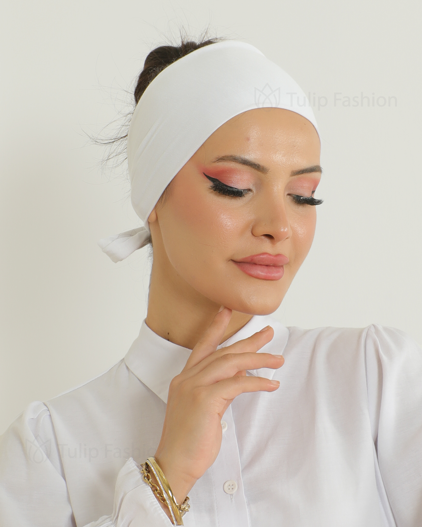 Underscarf - Jersey tie-back hairband - White - 3