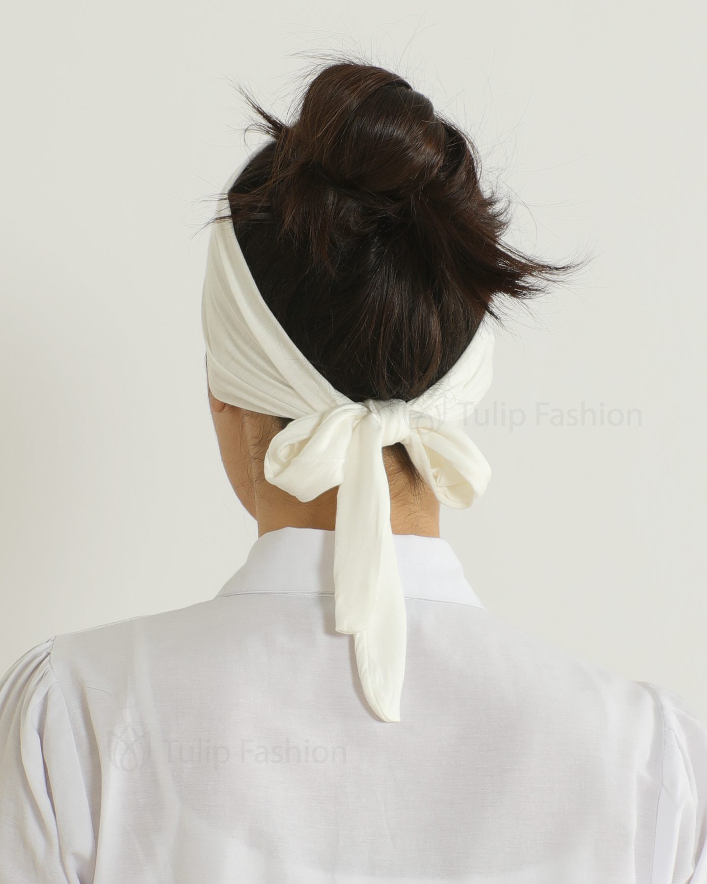 Underscarf - Jersey tie-back hairband - Off-White - 5