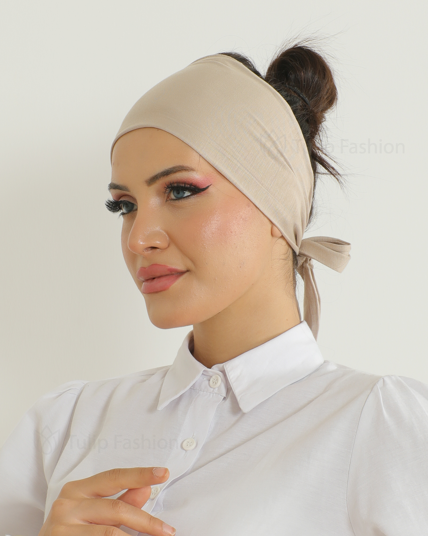 Undersjal - Jersey tie-back hårband - Beige